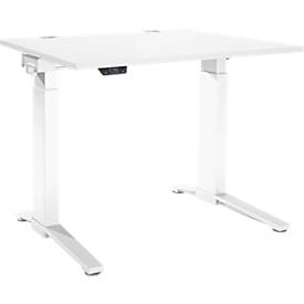 Schäfer Shop Genius Schreibtisch ERGOSTYLE S, Rechteck, elektrisch höhenverstellbar, einstufig, C-Fuß, B 1200 x T 800 x H 715-1182 mm, inkl. Memory Master, weiß/weiß