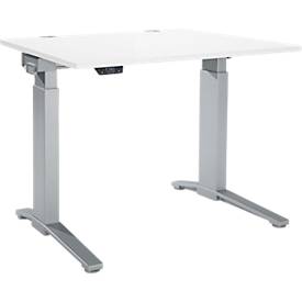 Schäfer Shop Genius Schreibtisch ERGOSTYLE S, Rechteck, elektrisch höhenverstellbar, einstufig, C-Fuß, B 1200 x T 800 x H 715-1182 mm, inkl. Memory Master, weiß/weißaluminium