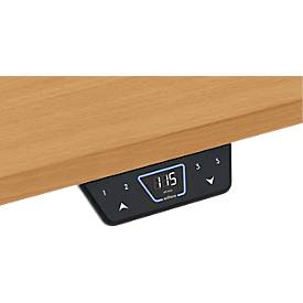 Schäfer Shop Genius Schreibtisch ERGOSTYLE S, Rechteck, elektrisch höhenverstellbar, einstufig, C-Fuß, B 1600 x T 800 x H 715-1182 mm, inkl. Memory Master, Buche/weiß