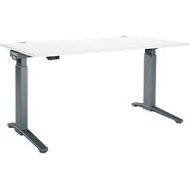 Schäfer Shop Genius Schreibtisch ERGOSTYLE S, Rechteck, elektrisch höhenverstellbar, einstufig, C-Fuß, B 1600 x T 800 x H 715-1182 mm, inkl. Memory Master, weiß/anthrazit