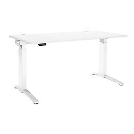 Schäfer Shop Genius Schreibtisch ERGOSTYLE S, Rechteck, elektrisch höhenverstellbar, einstufig, C-Fuß, B 1600 x T 800 x H 715-1182 mm, inkl. Memory Master, weiß/weiß