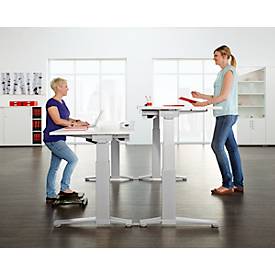 Schäfer Shop Genius Schreibtisch ERGOSTYLE S, Rechteck, elektrisch höhenverstellbar, einstufig, C-Fuß, B 1600 x T 800 x H 715-1182 mm, inkl. Memory Master, weiß/weißaluminium