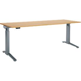 Schäfer Shop Genius Schreibtisch ERGOSTYLE S, Rechteck, elektrisch höhenverstellbar, einstufig, C-Fuß, B 2000 x T 800 x H 715-1182 mm, inkl. Memory Master, Buche/anthrazit