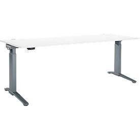 Schäfer Shop Genius Schreibtisch ERGOSTYLE S, Rechteck, elektrisch höhenverstellbar, einstufig, C-Fuß, B 2000 x T 800 x H 715-1182 mm, inkl. Memory Master, weiß/anthrazit