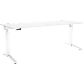 Schäfer Shop Genius Schreibtisch ERGOSTYLE S, Rechteck, elektrisch höhenverstellbar, einstufig, C-Fuß, B 2000 x T 800 x H 715-1182 mm, inkl. Memory Master, weiß/weiß
