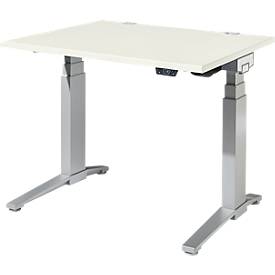 Schäfer Shop Genius Schreibtisch ERGOSTYLE S, Rechteck, elektrisch höhenverstellbar, zweistufig, C-Fuß, B 1200 x T 800 x H 635-1305 mm, inkl. Memory Master, weiß/weißaluminium
