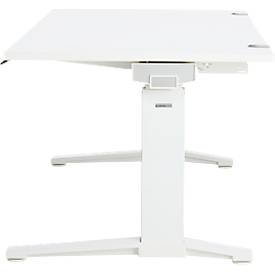 Schäfer Shop Genius Schreibtisch ERGOSTYLE S, Rechteck, elektrisch höhenverstellbar, zweistufig, C-Fuß, B 1600 x T 800 x H 635-1305 mm, inkl. Memory Master, weiß/weiß