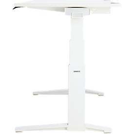 Schäfer Shop Genius Schreibtisch ERGOSTYLE S, Rechteck, elektrisch höhenverstellbar, zweistufig, C-Fuß, B 1600 x T 800 x H 635-1305 mm, inkl. Memory Master, weiß/weiß