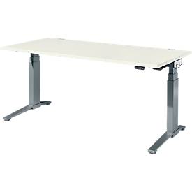 Schäfer Shop Genius Schreibtisch ERGOSTYLE S, Rechteck, elektrisch höhenverstellbar, zweistufig, C-Fuß, B 1800 x T 800 x H 635-1305 mm, inkl. Memory Master, weiß/anthrazit