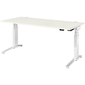 Schäfer Shop Genius Schreibtisch ERGOSTYLE S, Rechteck, elektrisch höhenverstellbar, zweistufig, C-Fuß, B 1800 x T 800 x H 635-1305 mm, inkl. Memory Master, weiß/weiß