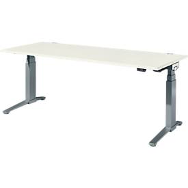 Schäfer Shop Genius Schreibtisch ERGOSTYLE S, Rechteck, elektrisch höhenverstellbar, zweistufig, C-Fuß, B 2000 x T 800 x H 635-1305 mm, inkl. Memory Master, weiß/anthrazit