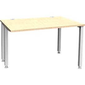 Schäfer Shop Genius Schreibtisch MODENA FLEX, 4-Fuß-Quadratrohr, verkürzte Seitenteile, B 1200 mm, ahorn
