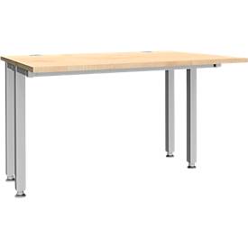 Schäfer Shop Genius Schreibtisch MODENA FLEX, 4-Fuß-Quadratrohr, verkürzte Seitenteile, B 1200 mm, ahorn