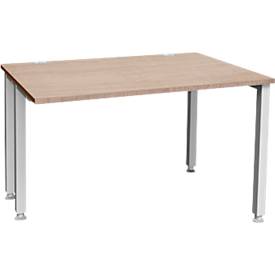 Schäfer Shop Genius Schreibtisch MODENA FLEX, 4-Fuß-Quadratrohr, verkürzte Seitenteile, B 1200 mm, Eiche-Dekor