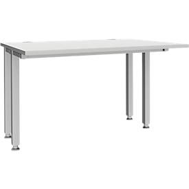 Schäfer Shop Genius Schreibtisch MODENA FLEX, 4-Fuß-Quadratrohr, verkürzte Seitenteile, B 1200 mm, lichtgrau