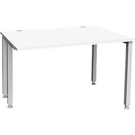 Schäfer Shop Genius Schreibtisch MODENA FLEX, 4-Fuß-Quadratrohr, verkürzte Seitenteile, B 1200 mm, weiß