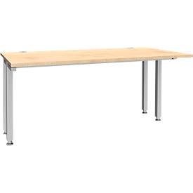 Schäfer Shop Genius Schreibtisch MODENA FLEX, 4-Fuß-Quadratrohr, verkürzte Seitenteile, B 1600 mm, ahorn