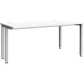 Schäfer Shop Genius Schreibtisch MODENA FLEX, 4-Fuß-Quadratrohr, verkürzte Seitenteile, B 1600 mm, weiß