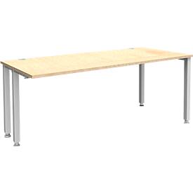 Schäfer Shop Genius Schreibtisch MODENA FLEX, 4-Fuß-Quadratrohr, verkürzte Seitenteile, B 1800 mm, ahorn