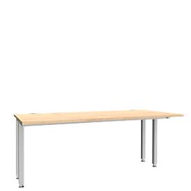 Schäfer Shop Genius Schreibtisch MODENA FLEX, 4-Fuß-Quadratrohr, verkürzte Seitenteile, B 1800 mm, ahorn