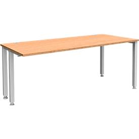 Schäfer Shop Genius Schreibtisch MODENA FLEX, 4-Fuß-Quadratrohr, verkürzte Seitenteile, B 1800 mm, buche