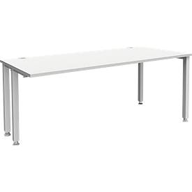 Schäfer Shop Genius Schreibtisch MODENA FLEX, 4-Fuß-Quadratrohr, verkürzte Seitenteile, B 1800 mm, lichtgrau