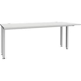 Schäfer Shop Genius Schreibtisch MODENA FLEX, 4-Fuß-Quadratrohr, verkürzte Seitenteile, B 1800 mm, lichtgrau
