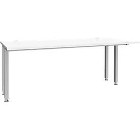 Schäfer Shop Genius Schreibtisch MODENA FLEX, 4-Fuß-Quadratrohr, verkürzte Seitenteile, B 1800 mm, weiß