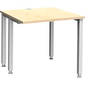 Schäfer Shop Genius Schreibtisch MODENA FLEX, 4-Fuß-Quadratrohr, verkürzte Seitenteile, B 800 mm, ahorn