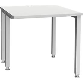Schäfer Shop Genius Schreibtisch MODENA FLEX, 4-Fuß-Quadratrohr, verkürzte Seitenteile, B 800 mm, lichtgrau