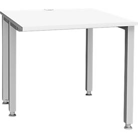 Schäfer Shop Genius Schreibtisch MODENA FLEX, 4-Fuß-Quadratrohr, verkürzte Seitenteile, B 800 mm, weiß