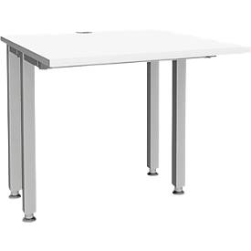 Schäfer Shop Genius Schreibtisch MODENA FLEX, 4-Fuß-Quadratrohr, verkürzte Seitenteile, B 800 mm, weiß