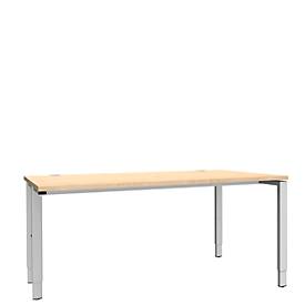 Schäfer Shop Genius Schreibtisch MODENA FLEX, 4-Fuß-Rechteckrohr, einseitig, B 1600 mm, Ahorn