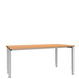 Schäfer Shop Genius Schreibtisch MODENA FLEX, 4-Fuß-Rechteckrohr, einseitig, B 1600 mm, Buche 