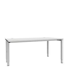 Schäfer Shop Genius Schreibtisch MODENA FLEX, 4-Fuß-Rechteckrohr, einseitig, B 1600 mm, lichtgrau 