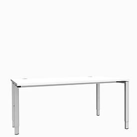 Schäfer Shop Genius Schreibtisch MODENA FLEX, 4-Fuß-Rechteckrohr, einseitig, B 1600 mm, weiß 