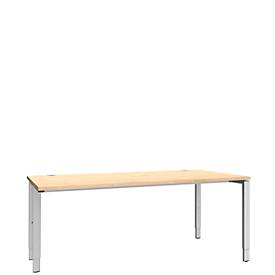 Schäfer Shop Genius Schreibtisch MODENA FLEX, 4-Fuß-Rechteckrohr, einseitig, B 1800 mm, Ahorn 