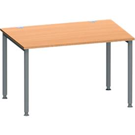 Schäfer Shop Genius Schreibtisch MODENA FLEX, 4-Fuß-Rundrohr, B 1200 x T 800 mm, Buche/anthrazit