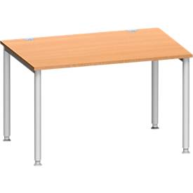 Schäfer Shop Genius Schreibtisch MODENA FLEX, 4-Fuß-Rundrohr, B 1200 x T 800 mm,Buche/weißalu