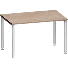 Schäfer Shop Genius Schreibtisch MODENA FLEX, 4-Fuß-Rundrohr, B 1200 x T 800 mm, Eiche/weißalu