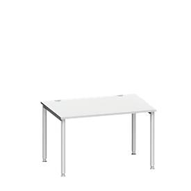 Schäfer Shop Genius Schreibtisch MODENA FLEX, 4-Fuß-Rundrohr, B 1200 x T 800 mm, lichtgrau/weißalu