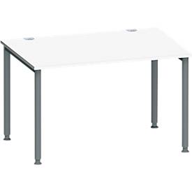 Schäfer Shop Genius Schreibtisch MODENA FLEX, 4-Fuß-Rundrohr, B 1200 x T 800 mm, weiß/anthrazit