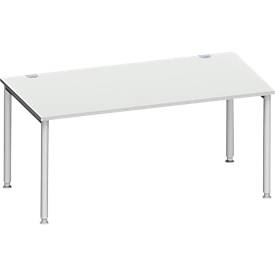 Schäfer Shop Genius Schreibtisch MODENA FLEX, 4-Fuss-Rundrohr, B 1600 x T 800 mm, lichtgrau/weissalu 