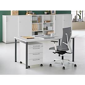 Schäfer Shop Genius Schreibtisch MODENA FLEX, 4-Fuß-Rundrohr, B 1600 x T 800 mm, weiß/anthrazit