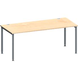 Schäfer Shop Genius Schreibtisch MODENA FLEX, 4-Fuß-Rundrohr, B 1800 x T 800 mm, Ahorn/anthrazit