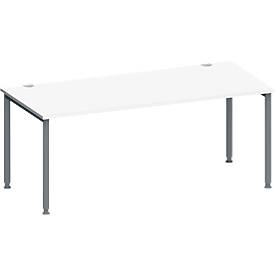 Schäfer Shop Genius Schreibtisch MODENA FLEX, 4-Fuß-Rundrohr, B 1800 x T 800 mm, weiß/anthrazit