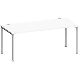 Schäfer Shop Genius Schreibtisch MODENA FLEX, 4-Fuß-Rundrohr, B 1800 x T 800 mm, weiß/weißalu