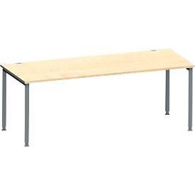 Schäfer Shop Genius Schreibtisch MODENA FLEX, 4-Fuß-Rundrohr, B 2000 x T 1000 mm, Ahorn/anthrazit