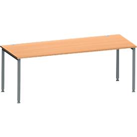 Schäfer Shop Genius Schreibtisch MODENA FLEX, 4-Fuß-Rundrohr, B 2000 x T 1000 mm, Buche/anthrazit