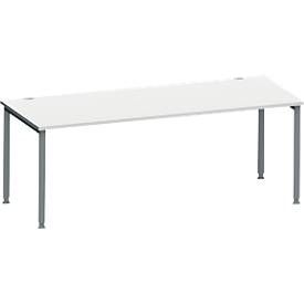 Schäfer Shop Genius Schreibtisch MODENA FLEX, 4-Fuß-Rundrohr, B 2000 x T 1000 mm, lichtgrau/anthrazit